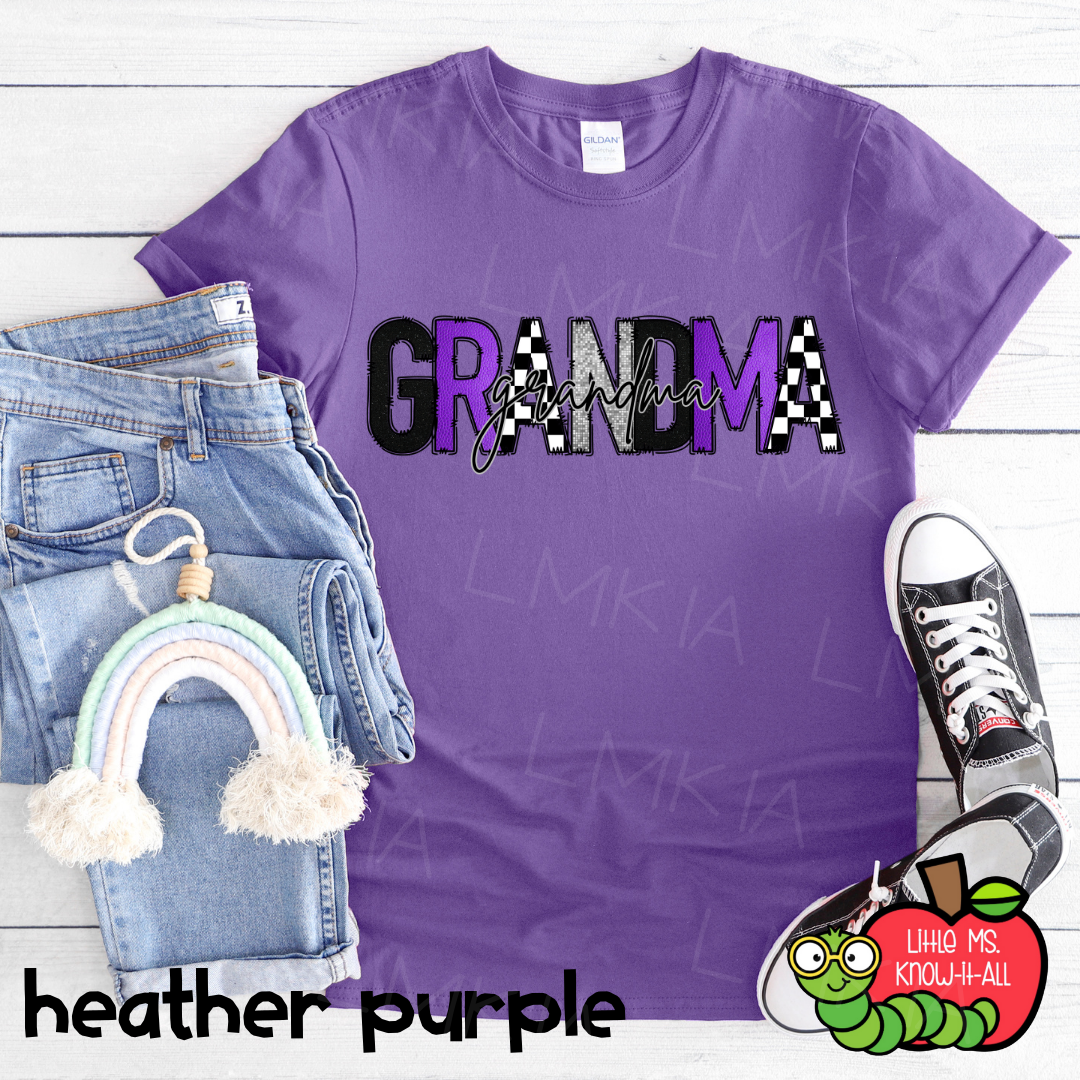Purple Grandma Doodle Letter T-Shirt