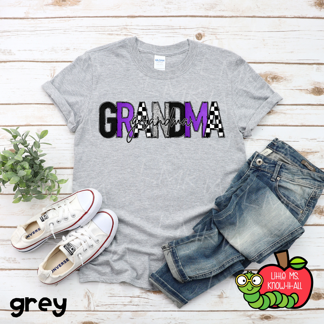 Purple Grandma Doodle Letter T-Shirt