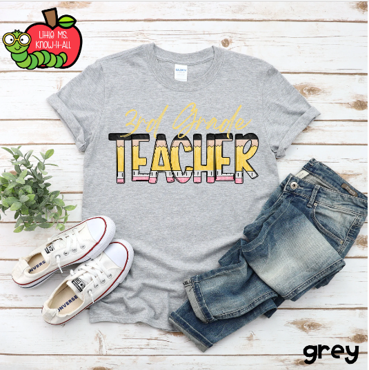 Pencil Letter Grade Level Teacher T-Shirt