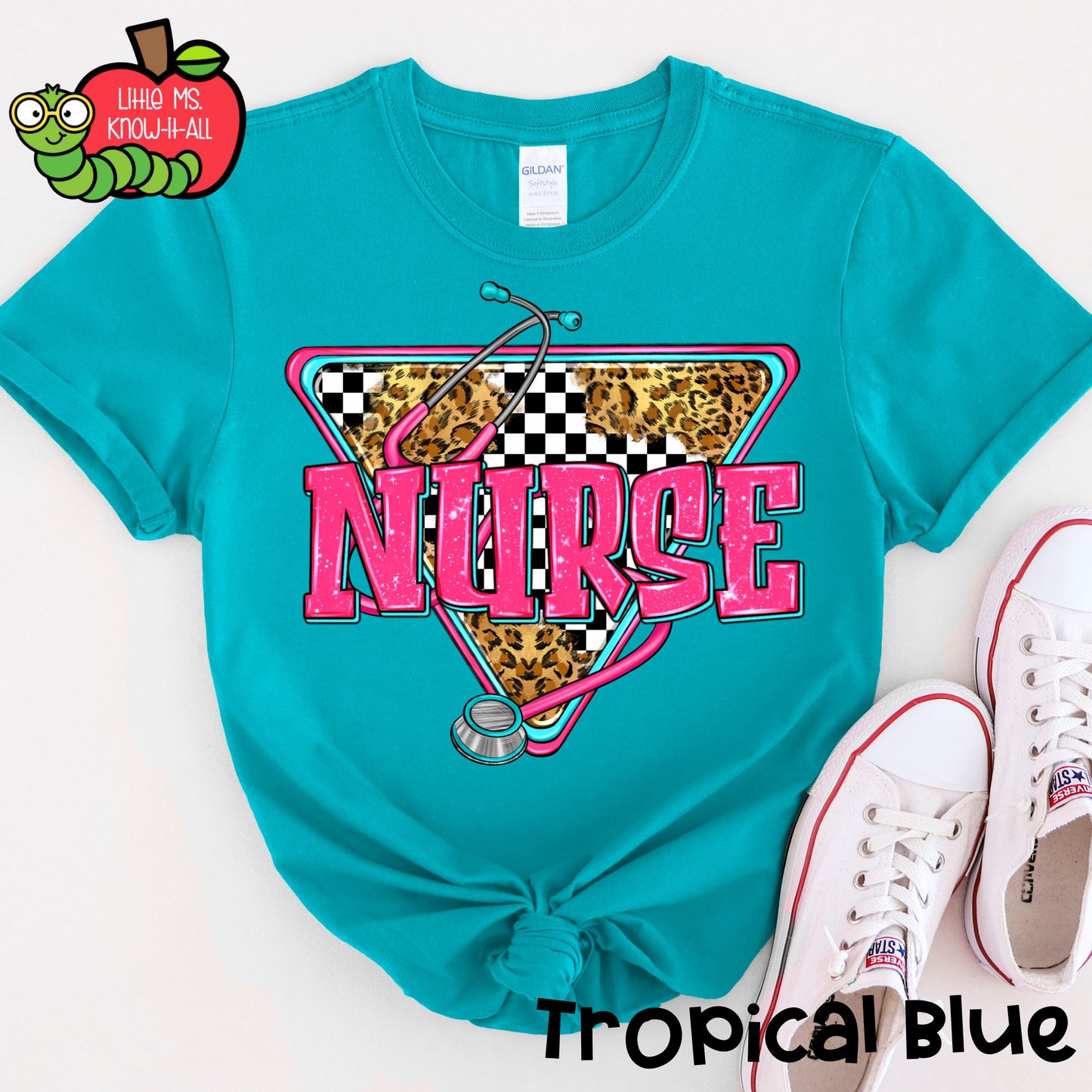 Checkered Stethoscope Nurse T-Shirt