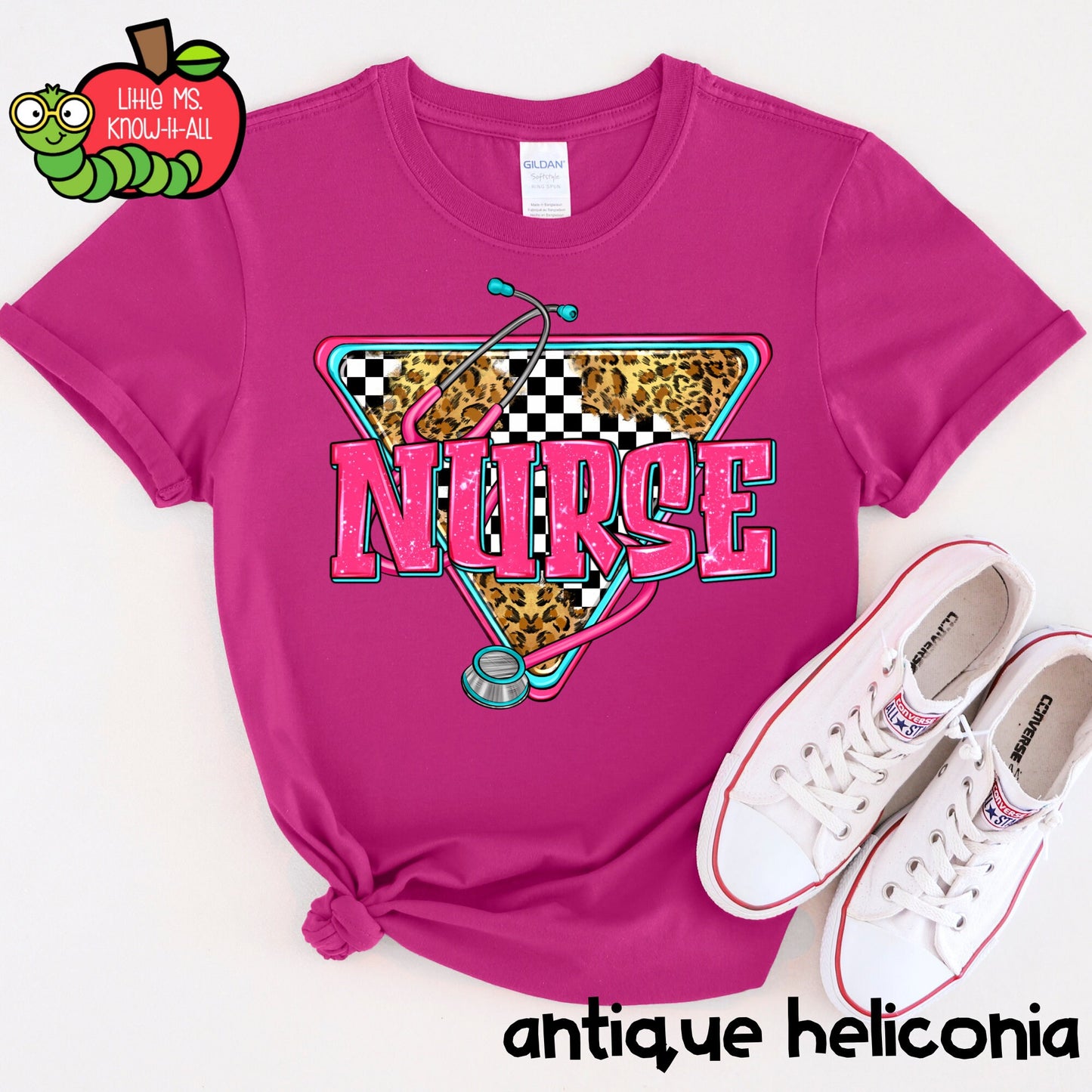 Checkered Stethoscope Nurse T-Shirt