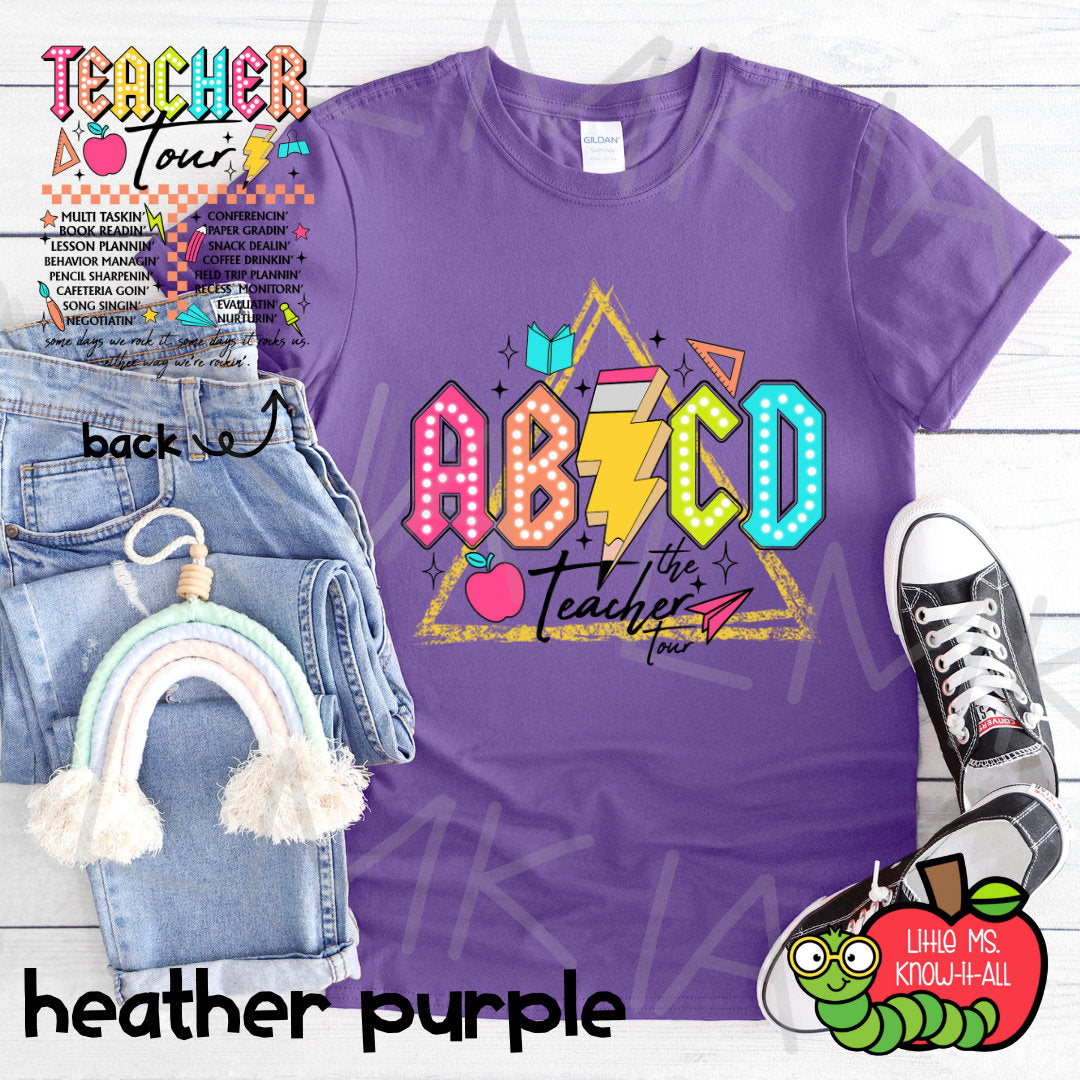 ABCD Teacher Tour Double-Sided Teacher T-Shirt