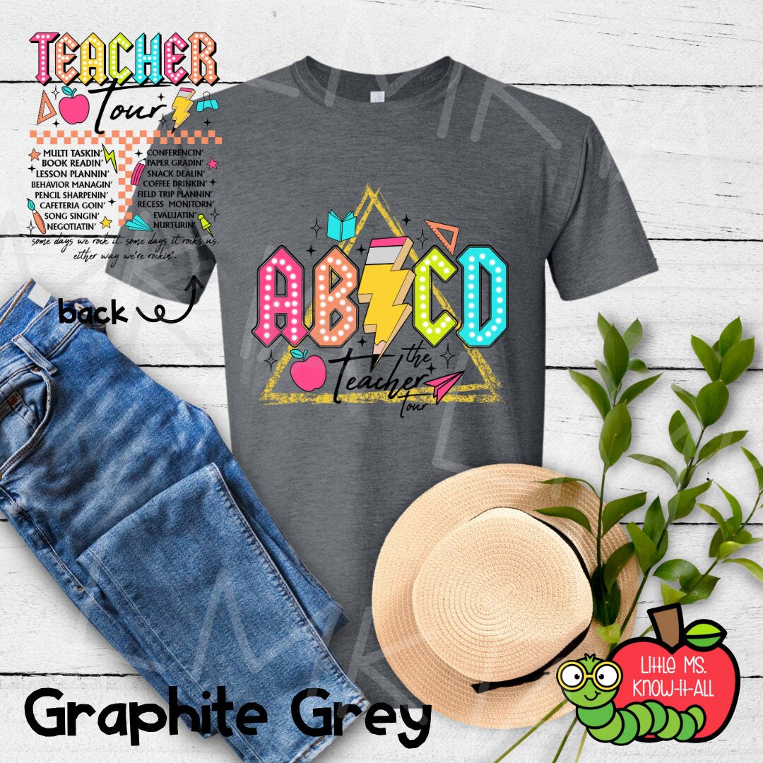 ABCD Teacher Tour Double-Sided Teacher T-Shirt