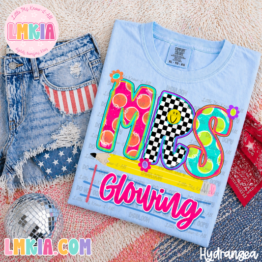 Custom Neon Doodle Teacher Names T-Shirt