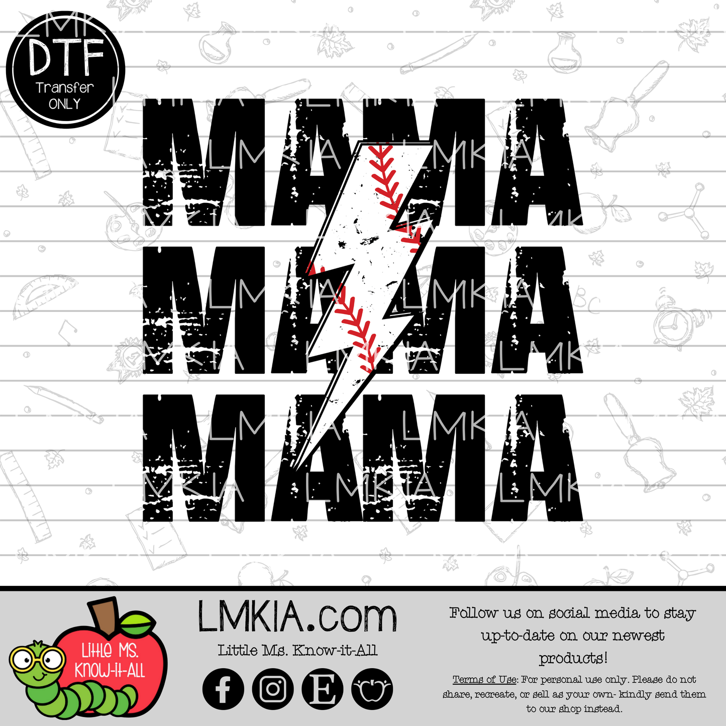 Baseball Mama DTF Transfer