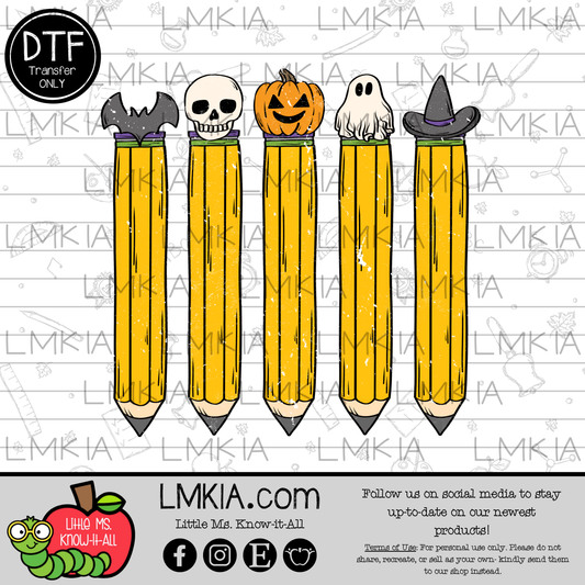 Spooky Pencils DTF Transfer