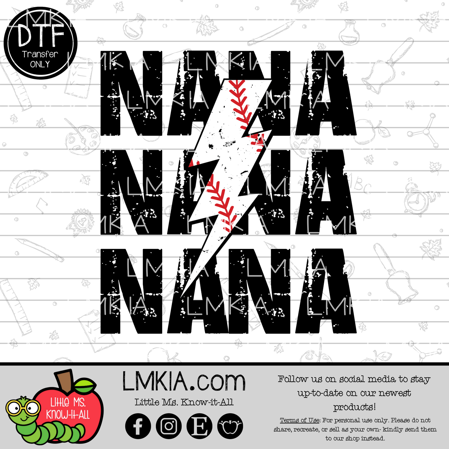 Baseball Nana DTF Transfer