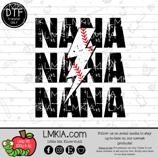 Baseball Nana DTF Transfer