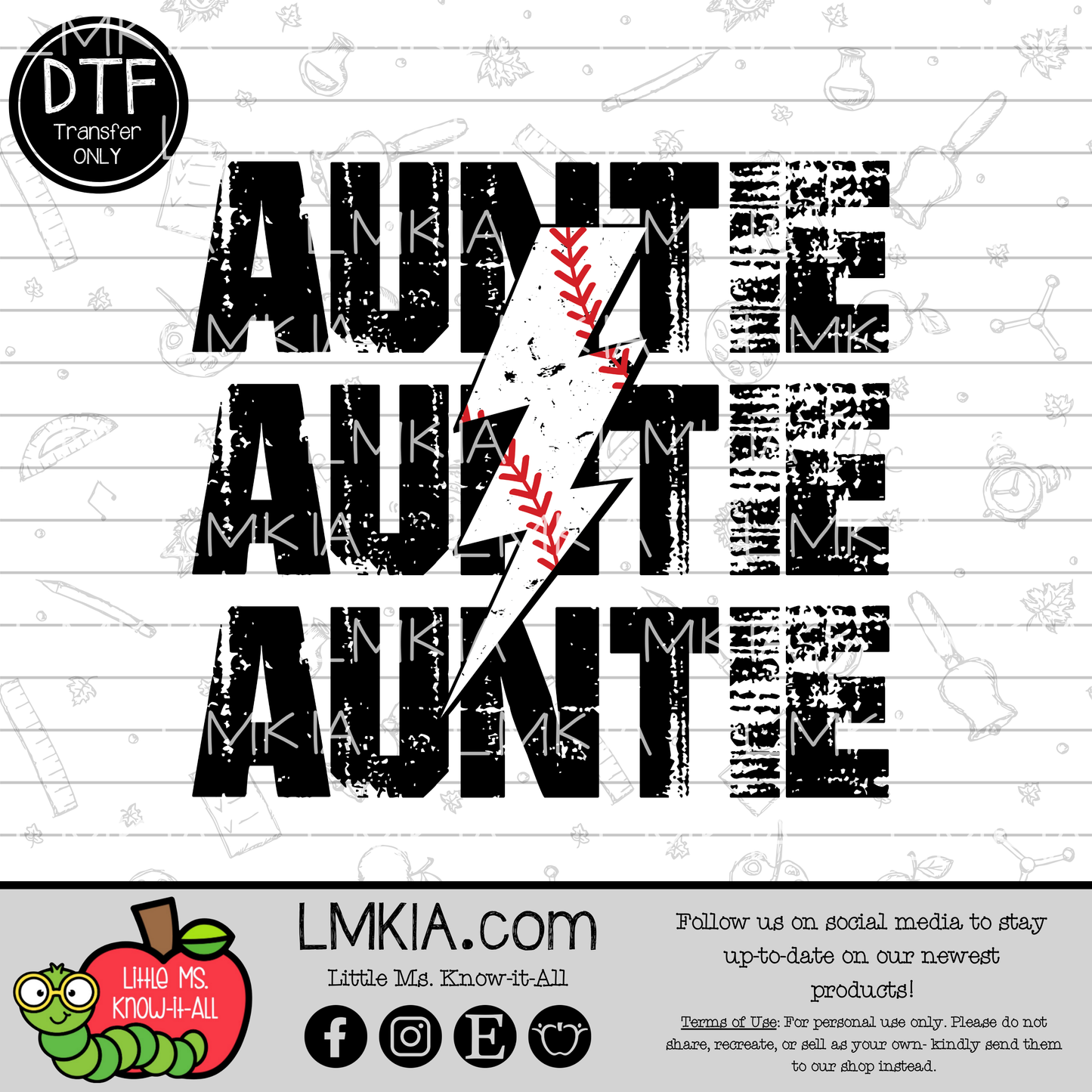 Baseball Auntie DTF Transfer