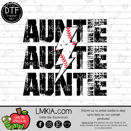 Baseball Auntie DTF Transfer