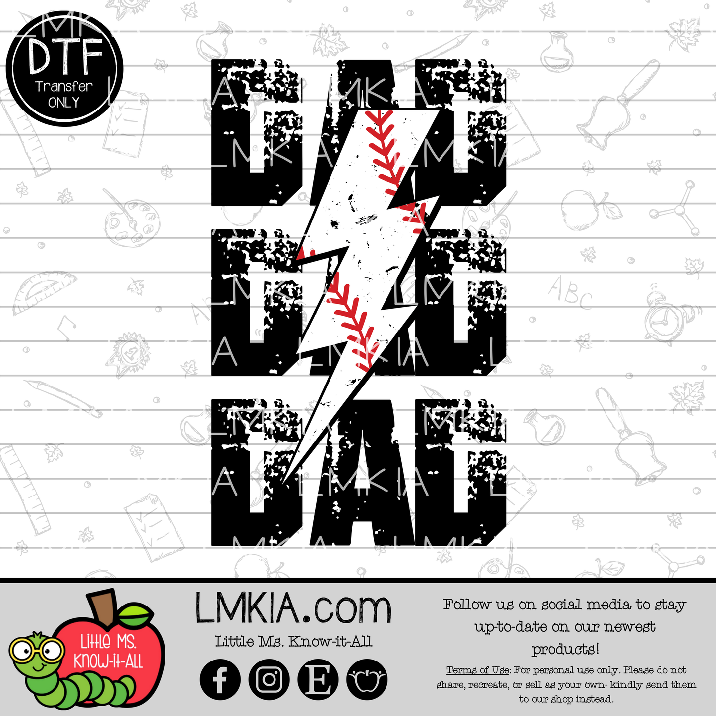 Baseball Dad DTF Transfer