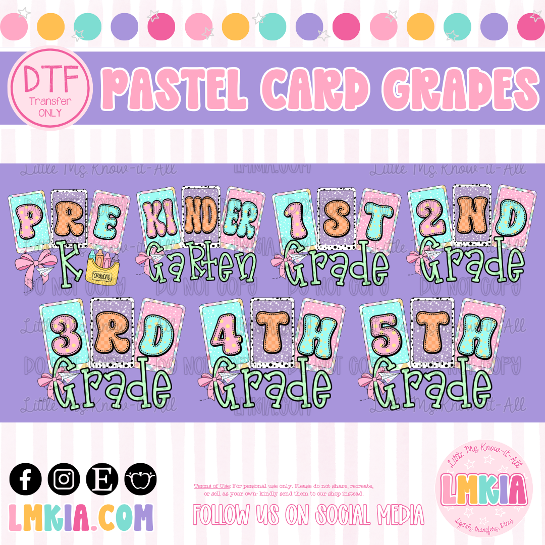 Pastel Grade Levels DTF Transfer