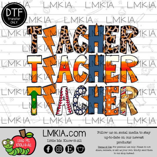 Texas Baseball Teacher DTF Transfer