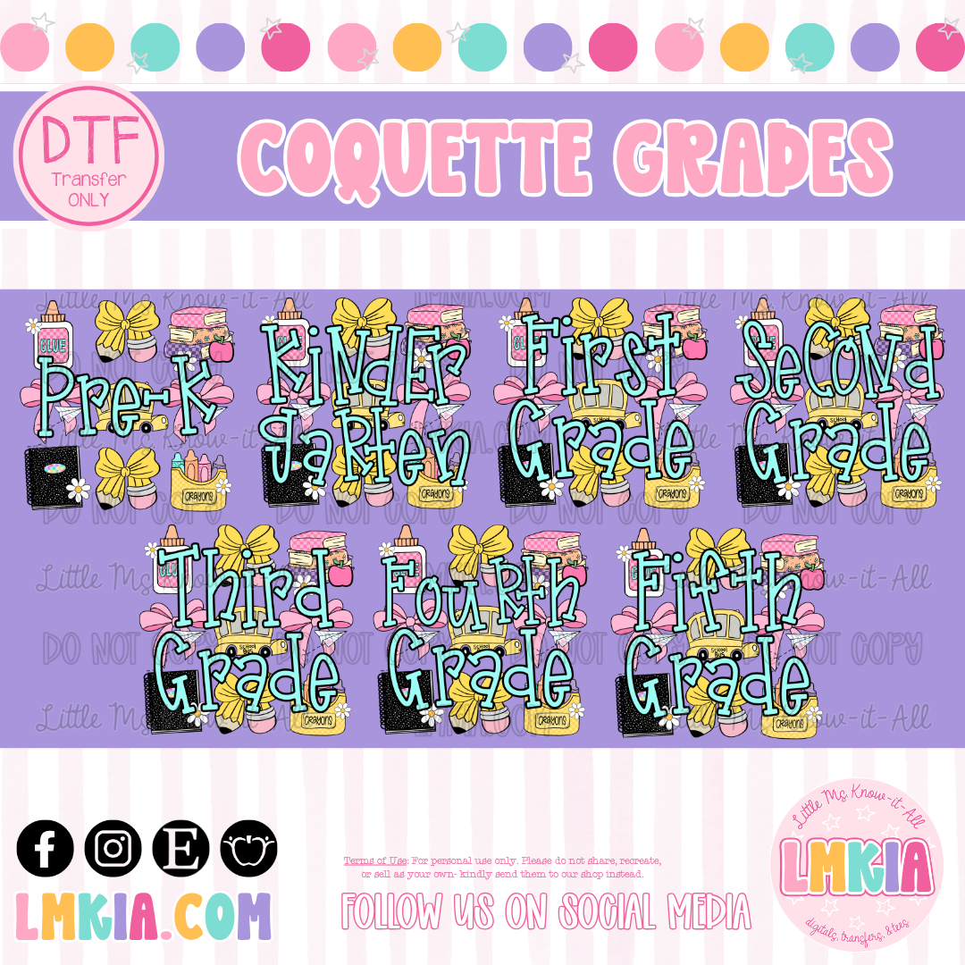 Coquette Grade Levels DTF Transfer