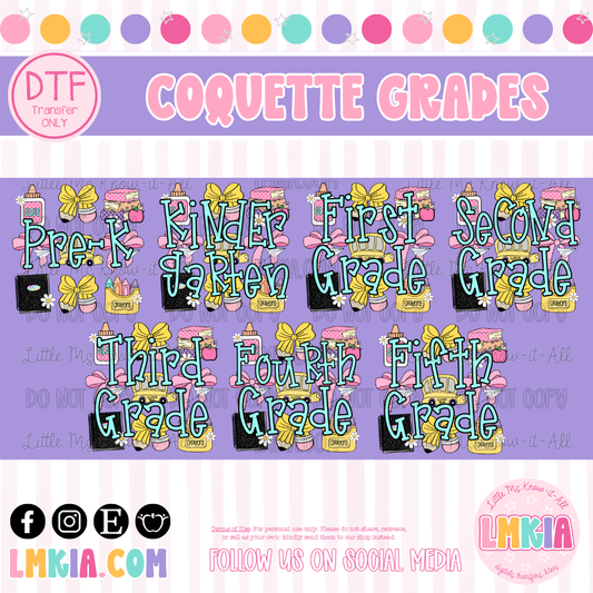 Coquette Grade Levels DTF Transfer