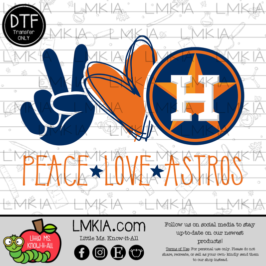 Texas Baseball Peace Love DTF Transfer