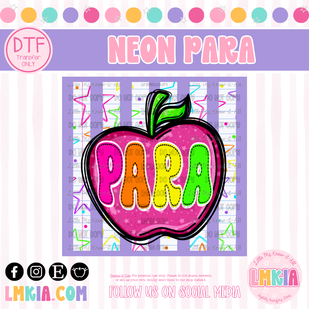 Neon Para DTF Transfer