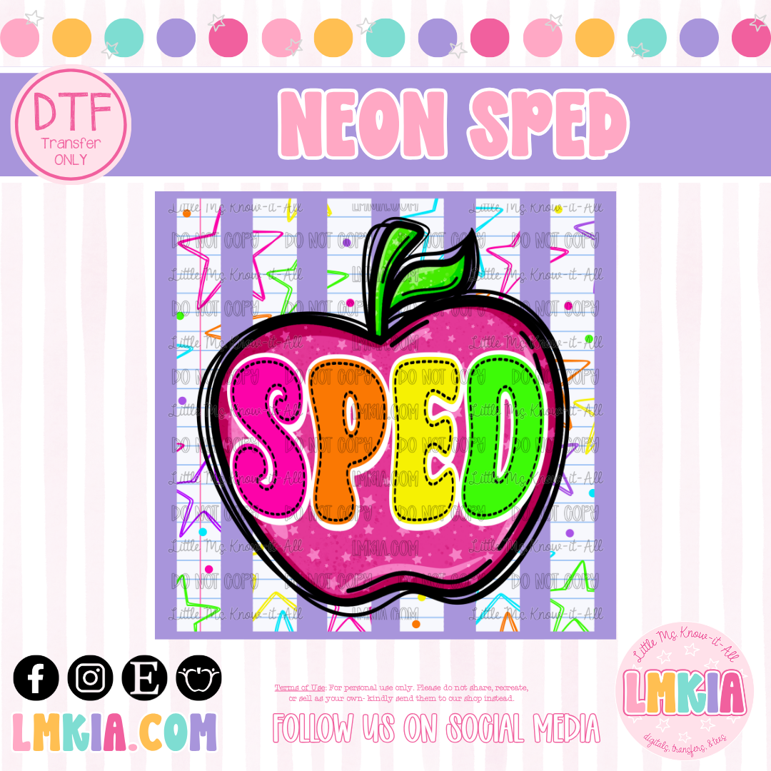 Neon Sped DTF Transfer