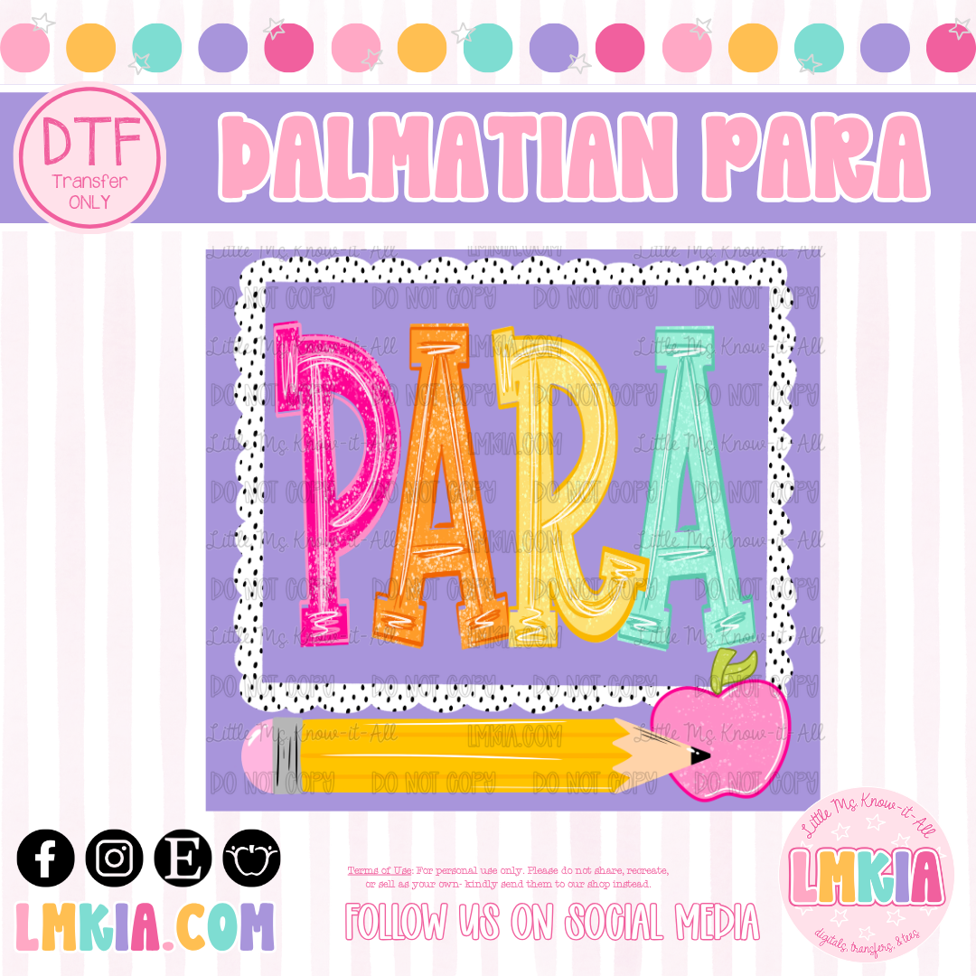 Dalmatian Para DTF Transfer