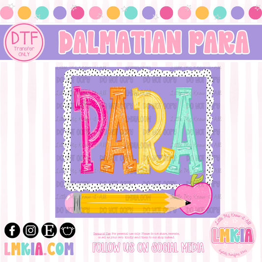 Dalmatian Para DTF Transfer