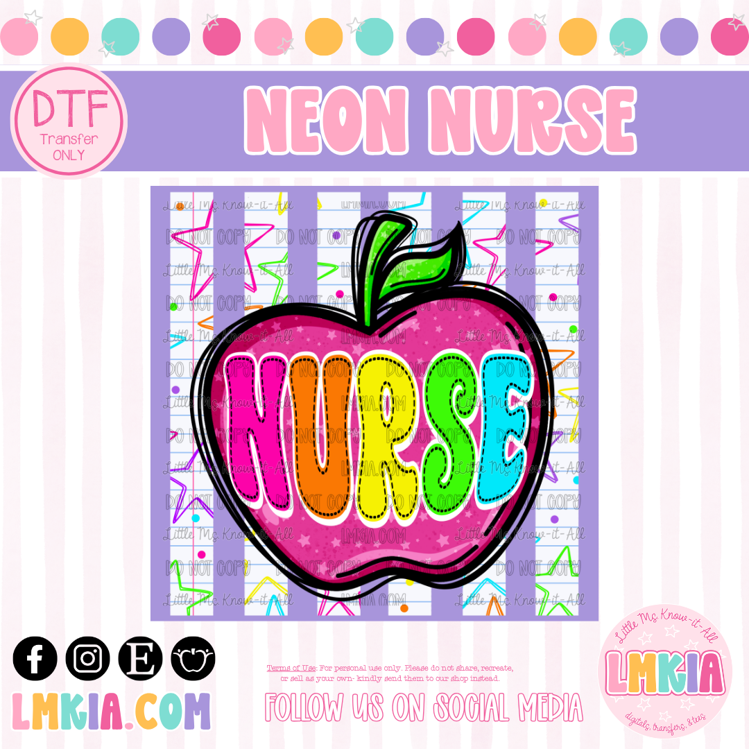 Neon Nurse DTF Transfer