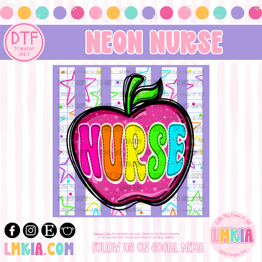Neon Nurse DTF Transfer