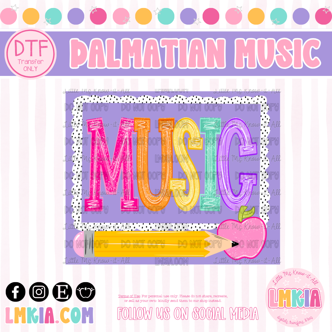 Dalmatian Music DTF Transfer