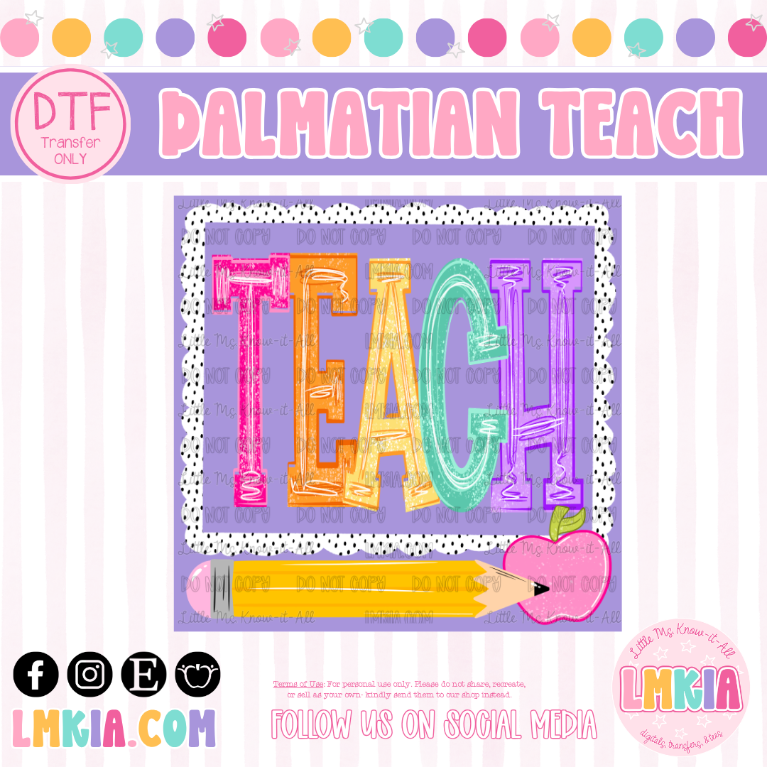 Dalmatian Teach DTF Transfer