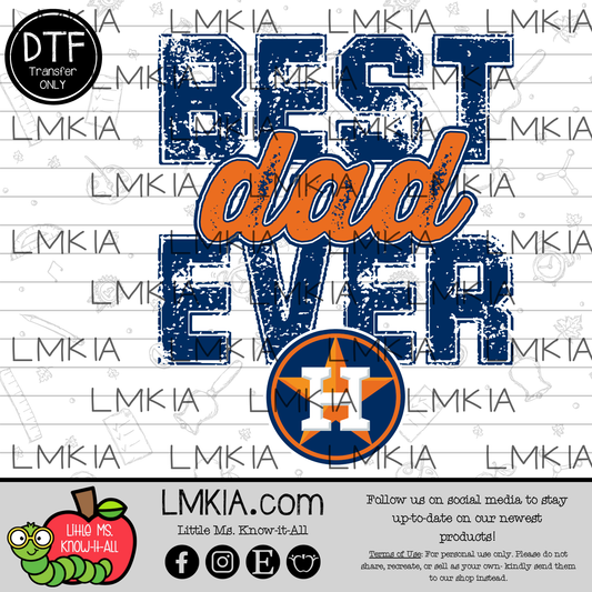 Best Dad Ever Baseball DTF Transfer