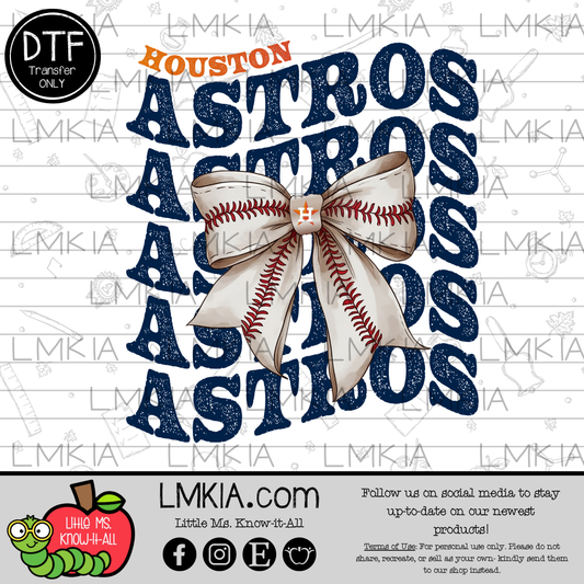 Houston Baseball Coquette DTF Transfer