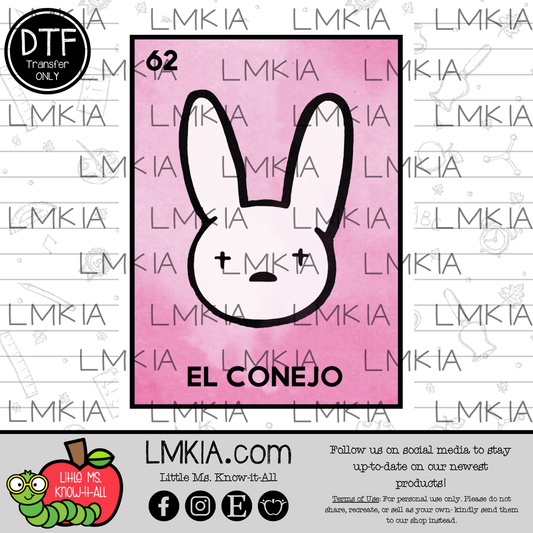 El Conejo Loteria DTF Transfer