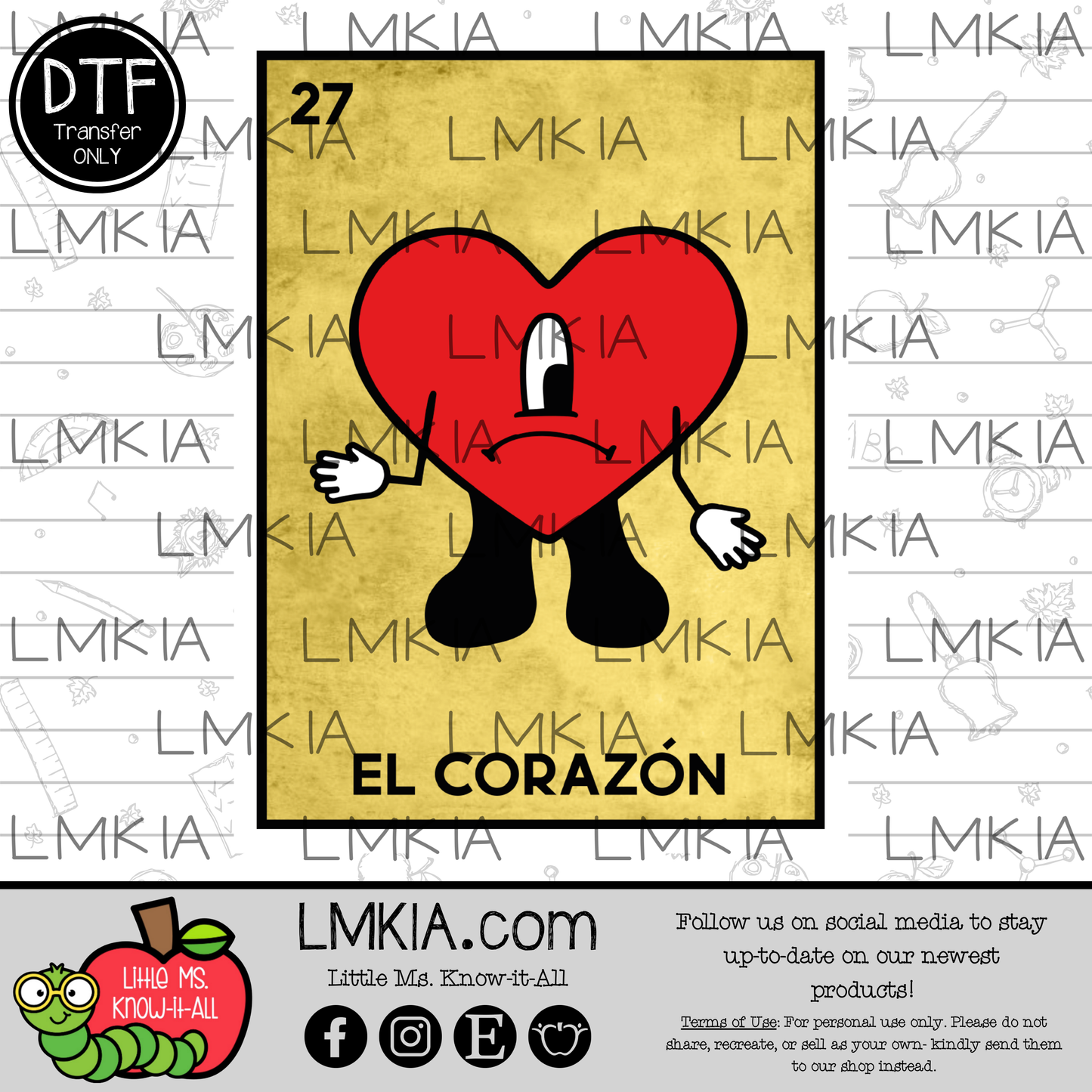 El Corazon Loteria DTF Transfer