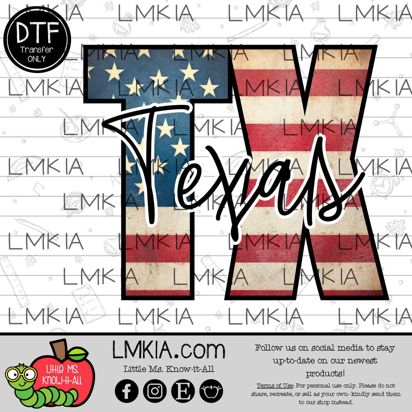 Patriotic Texas DTF Transfer