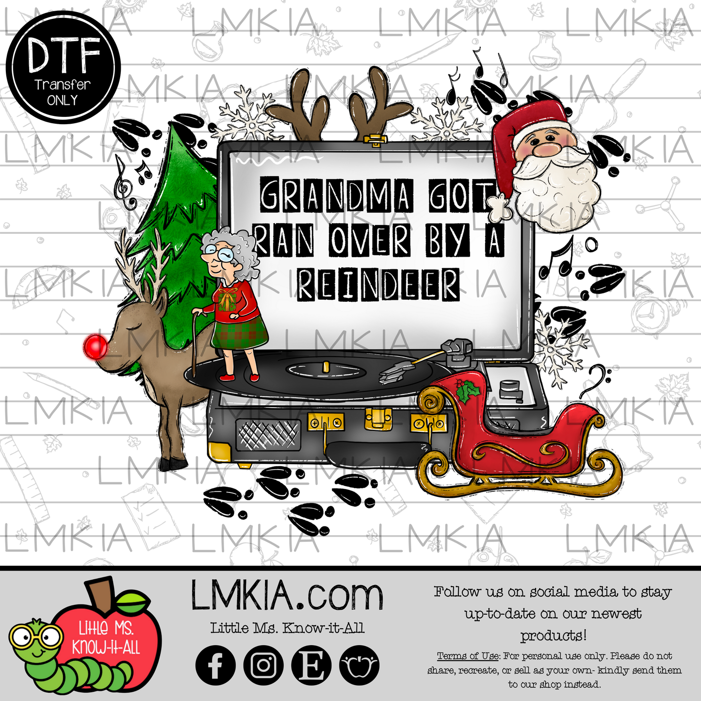 Grandma's Reindeer DTF Transfer