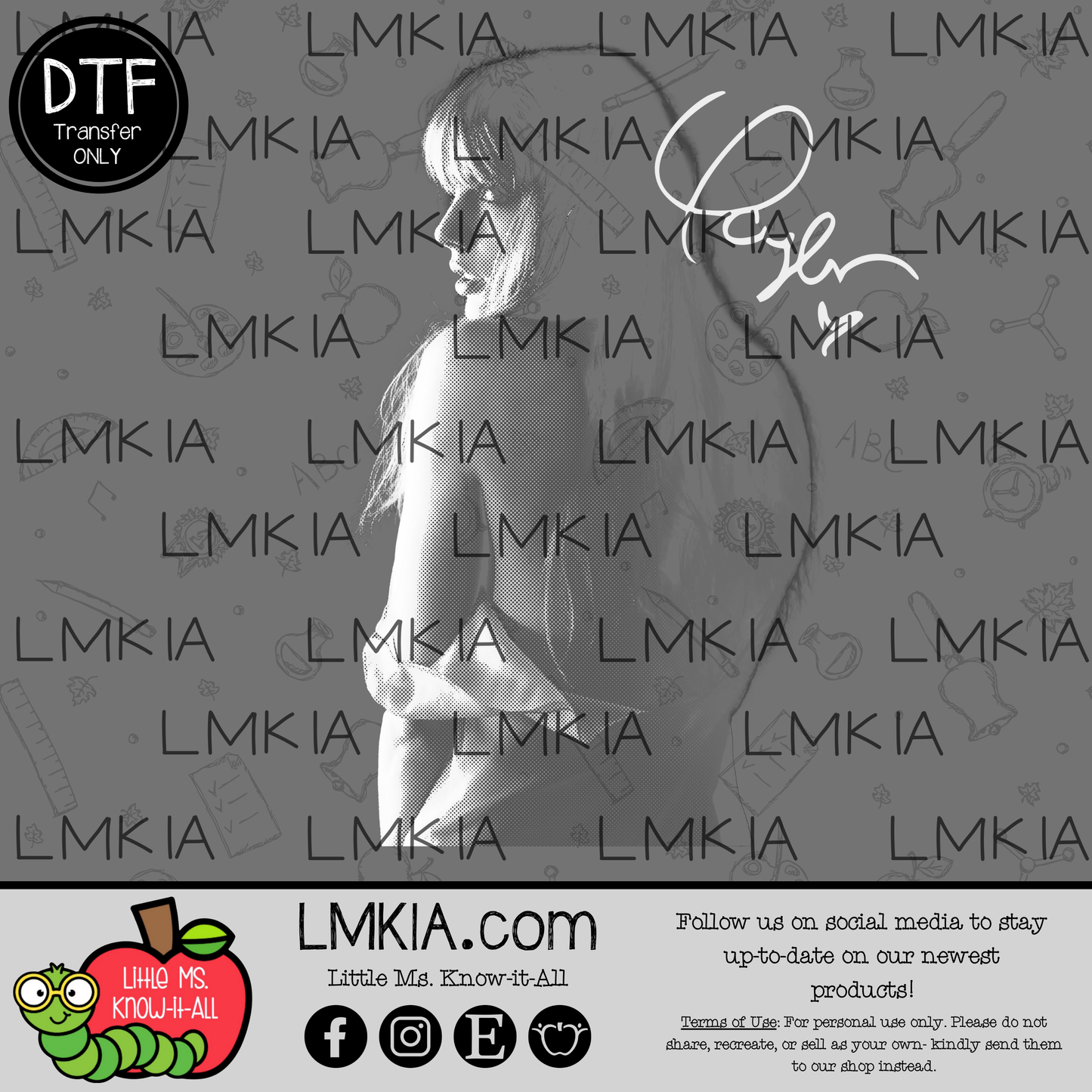 Half Tone Autograph DTF Transfer