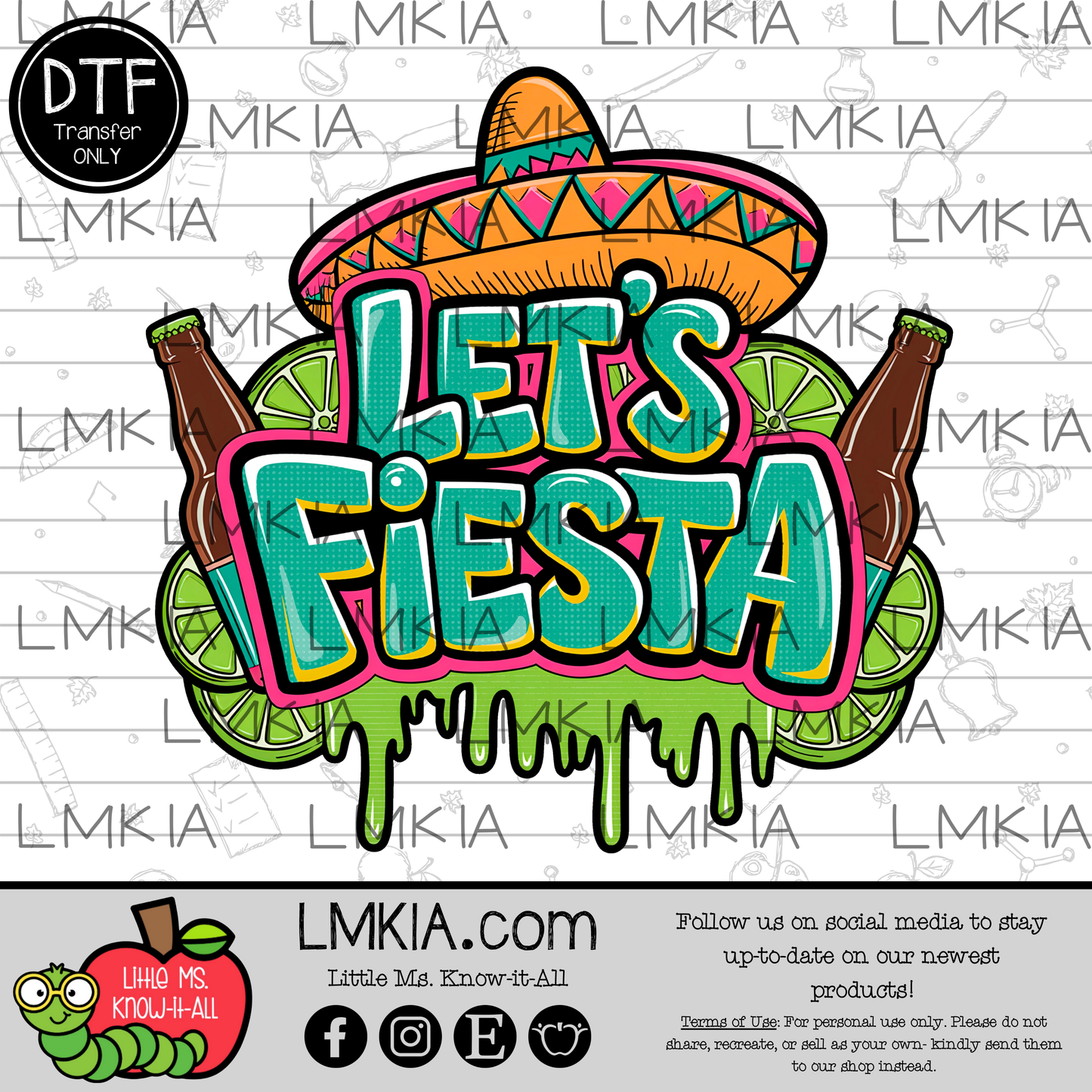 Let's Fiesta Floral Sombrero DTF Transfer
