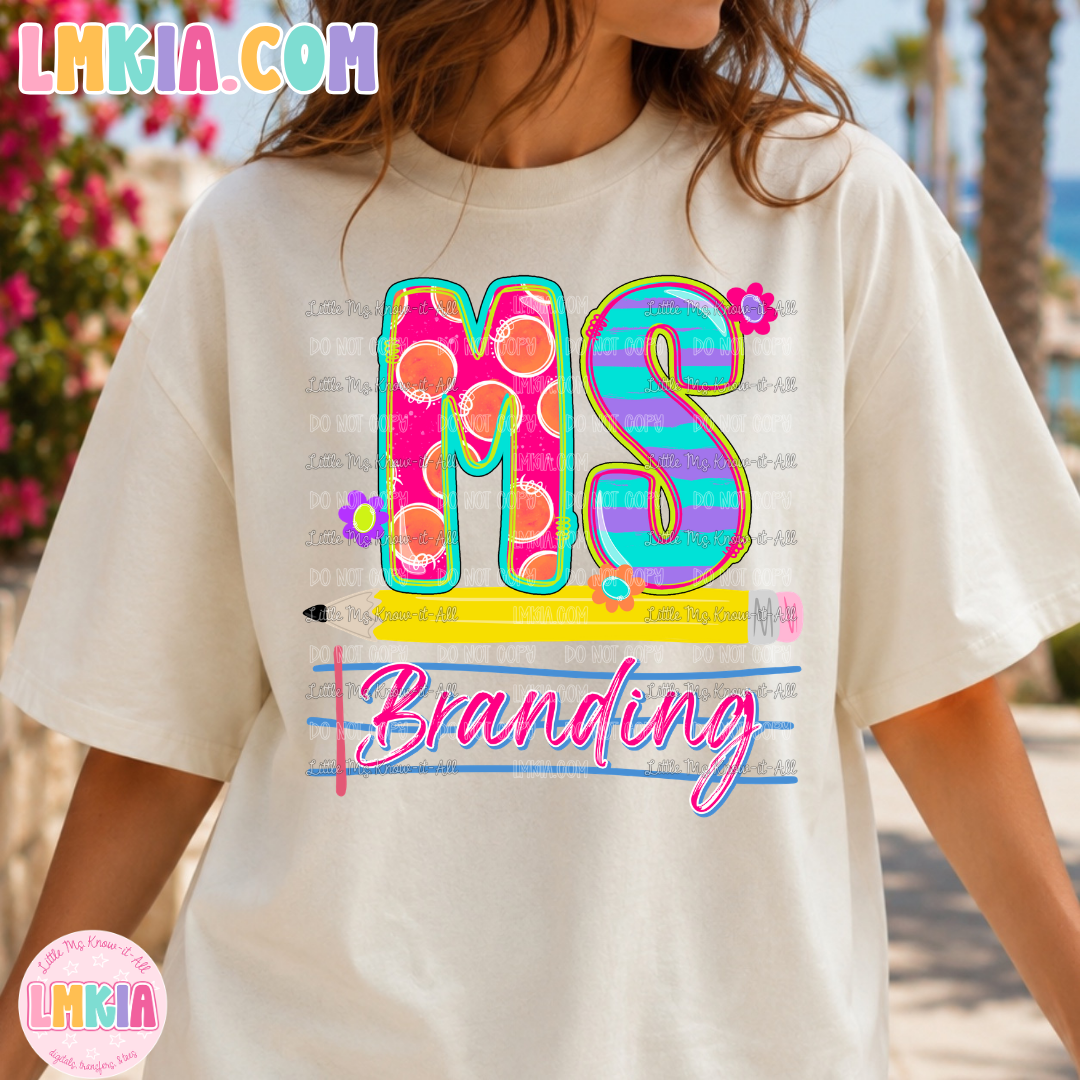 Custom Neon Doodle Teacher Names T-Shirt