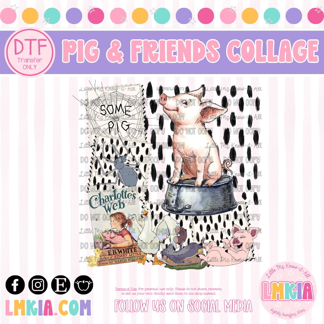 Pig Collage DTF Transfer