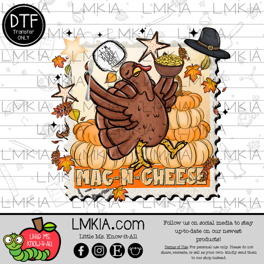 Mac n Cheese Thanksgiving Stamp DTF Transfer