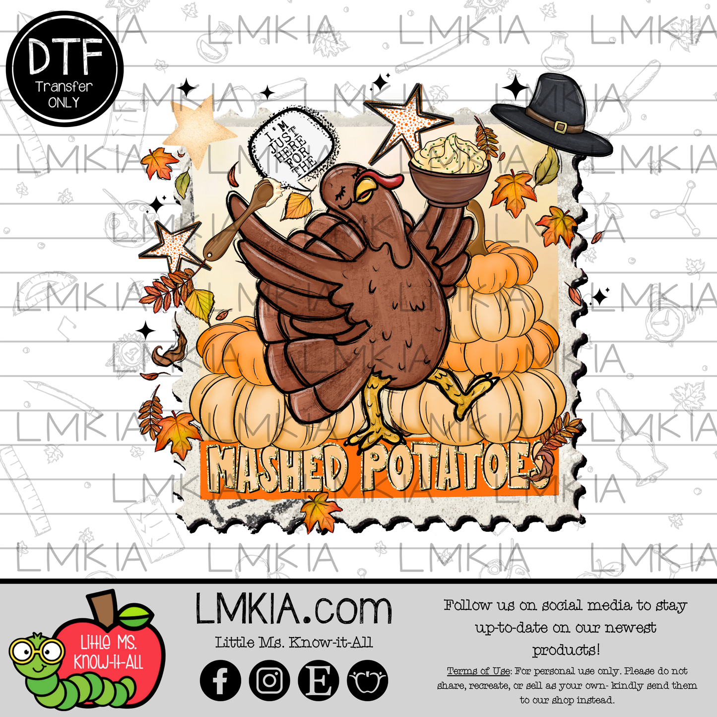 Mashed Potatoes Thanksgiving Stamp DTF Transfer