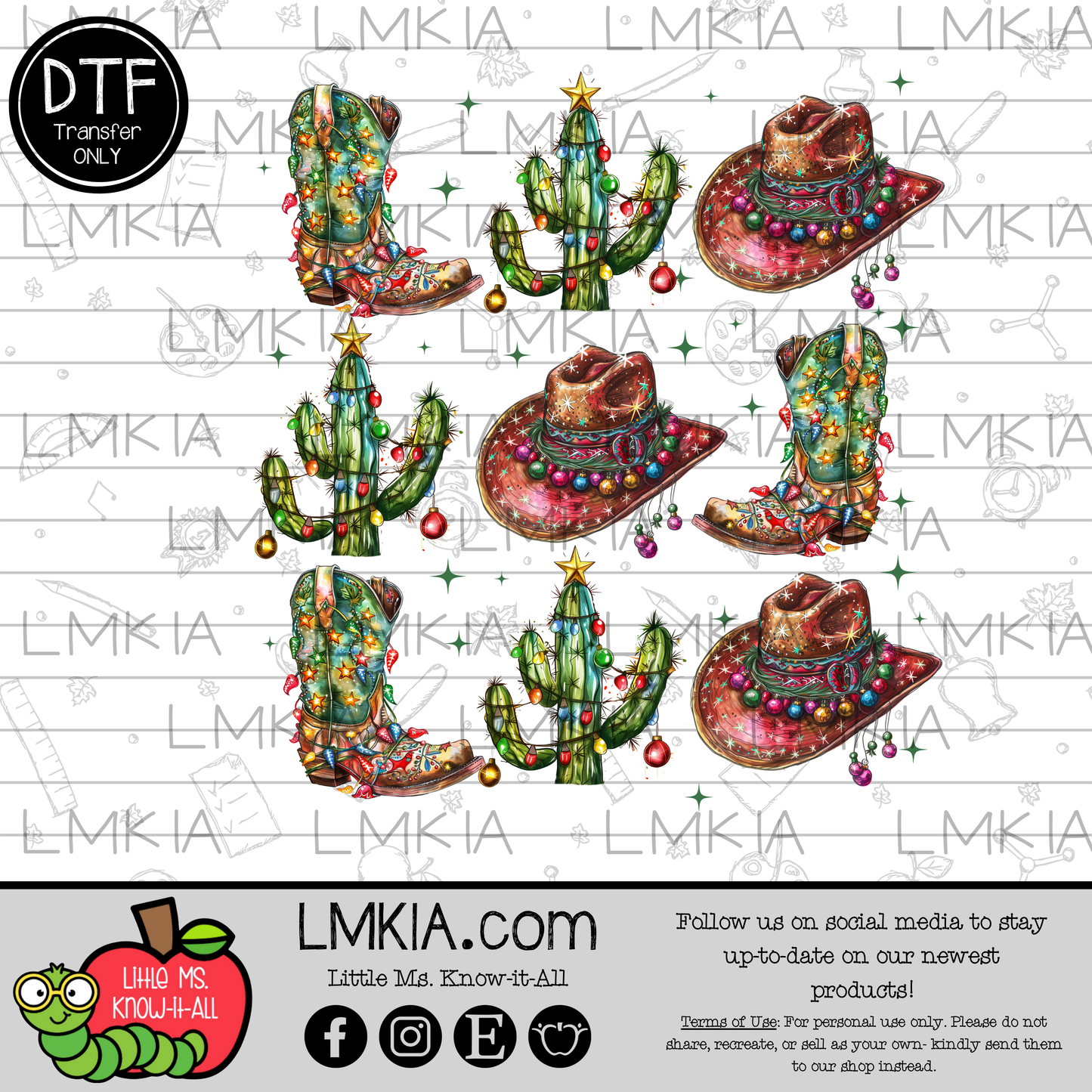 Coquette Cowboy Christmas DTF Transfer