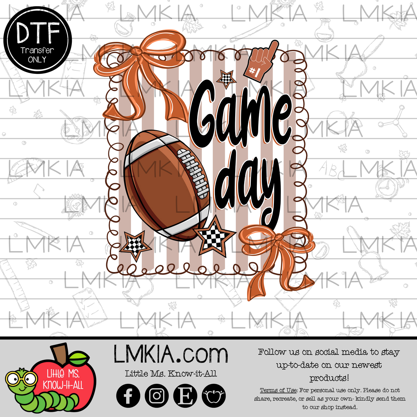 Game Day Football Coquette Stamp DTF Transfer