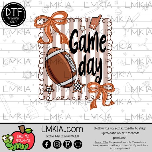 Game Day Football Coquette Stamp DTF Transfer