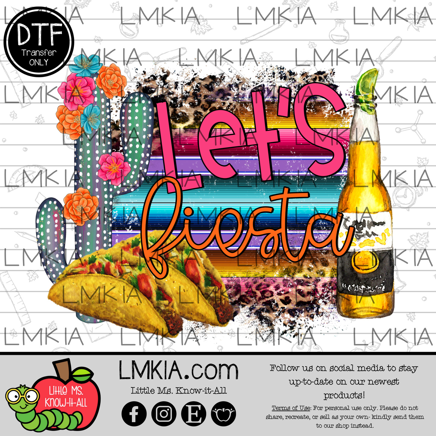 Let's Fiesta Tacos & Beer DTF Transfer