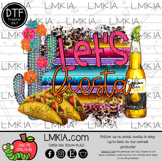 Let's Fiesta Tacos & Beer DTF Transfer