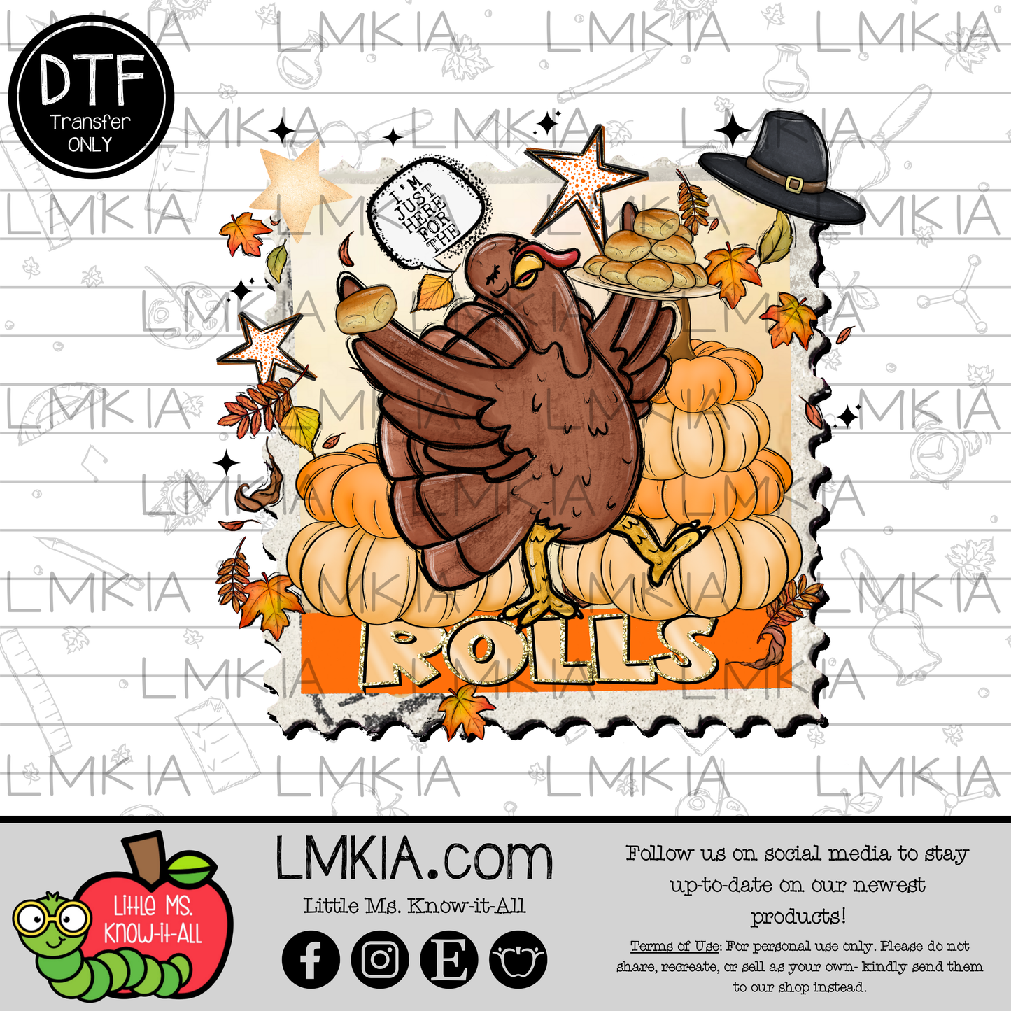 Rolls Thanksgiving Stamp DTF Transfer