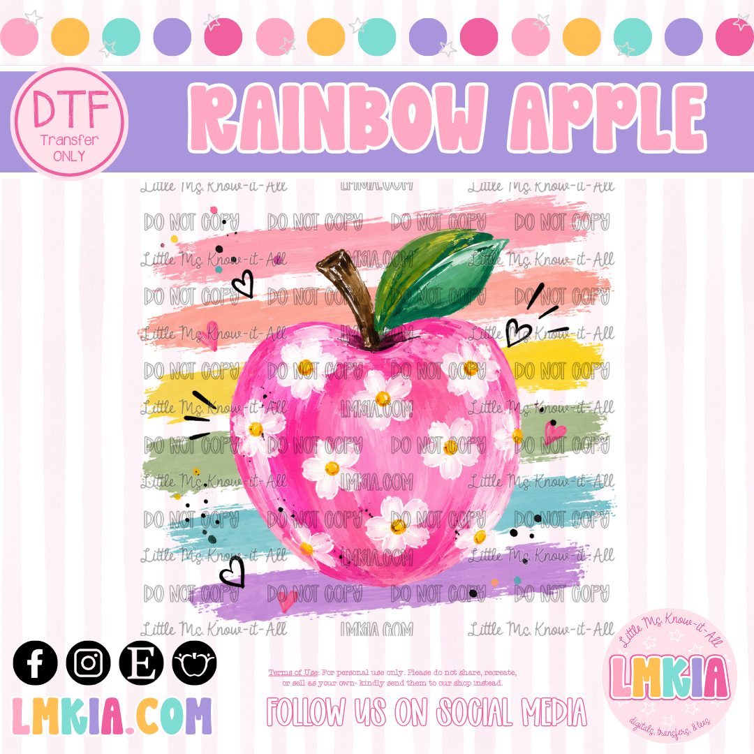 Rainbow Apple DTF Transfer