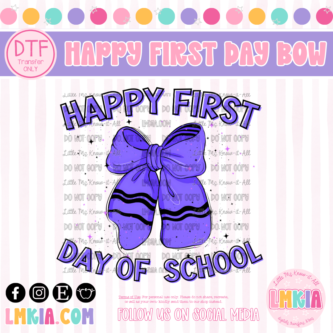 Happy First Day of School Bow DTF Transfer