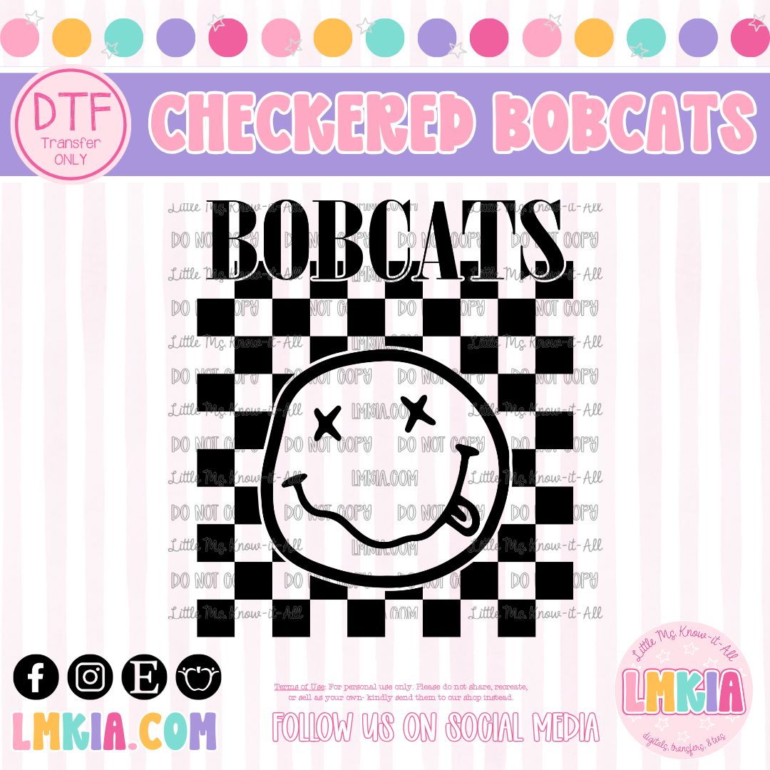 Black Checkered Bobcats DTF Transfer