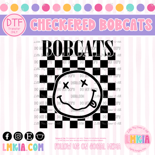 Black Checkered Bobcats DTF Transfer